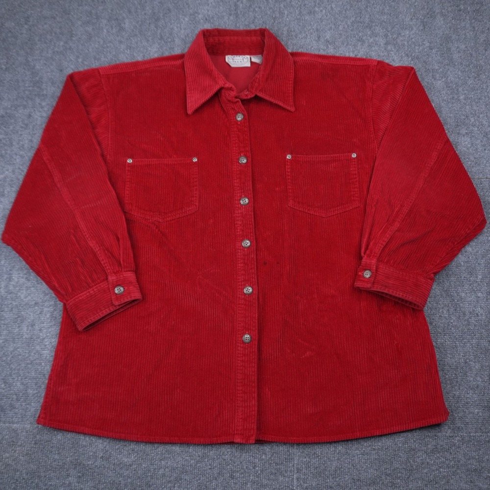 Carolina Plus Blues Corduroy Shirt Mens 22W Red Button Down Long Sleeve Vintage